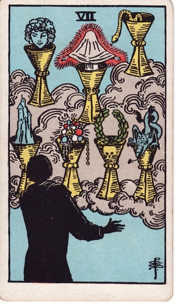 Seven of Cups, upright